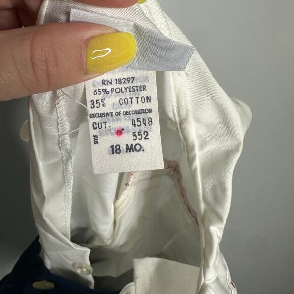 Charly's‎ Boy Kid's VIntage White + Blue Shirt + Shorts Outfit Sailor Dressy 18M - Picture 7 of 10